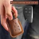 Key Fob Cover for Chevy Compatible with Colorado Silverado 1500 Equinox Tahoe Trax Terrain Blazer GMC for Honda Prologue 5 Button Smart Leather Car Key Case Shell Chain/Brown