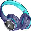 FFZ Kids Bluetooth Headphones, Wireless for School, Built-in Mic, LED Lights, Foldable for Ipad/Tablet/Car/Airplane (Navy Blue)