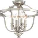 Minka Lavery Semi Flush Mount Ceiling Light 3296-613 Audrey's Point Lighting Fixture, 4-Light 240 Watts, Polished Nickel, 14.25x17.25x17.25