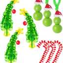 Christmas Crafts for Adults,30 Sets Christmas Beaded Ornament Kit to Make-Including 12 PCS Green Monster/6 PCS Tree/12 PCS Candy Cane,Christmas Tree Decorations (Assembly Needed)