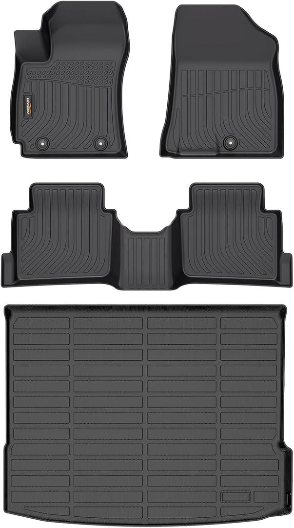Binmotor-All Weather Floor Mats Cargo Liner for Hyundai Kona 2024 2025 (No Electric Model) SE | SEL | N Line | Limited Guard Car Mats Heavy Duty TPE Automotive Floor Liners for kona Accessories Black