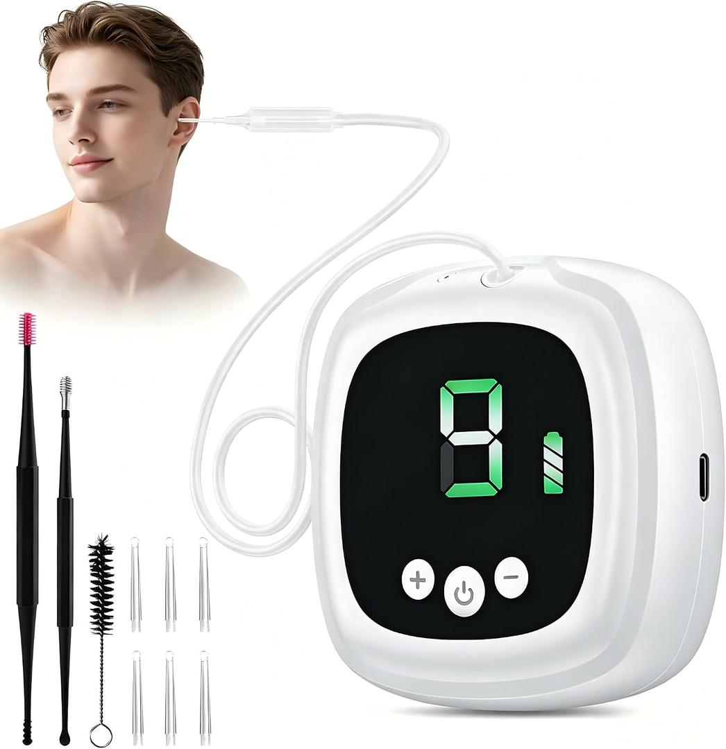 Ear Vacuum Wax Removal Kit-9 Levels Adjustable Strong Suction-Electric Ear Wax Vacuum Cleaner-Reusable Ear Suction Device for Adults, Kids, Indoor Outdoor Travel
