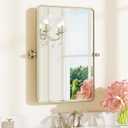 Keonjinn Brushed Nickel Pivot Mirror Bathroom, 20x30 in Tilt Mirror Bathrooms for Over Sink, Rounded Corner Modern Pivot Rectangle Mirrors, Metal Framed Beveled Bathroom Mirrors (Horizontal/Vertical)