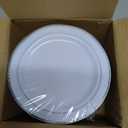 bUCLA 100Pieces Silver Plastic Plates - 6.25inch White with Silver Rim Disposable Salad/Dessert/Appetizer/Small Cake Plates for Weddings, Parties&Gathering