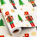 Yarcony Nutcracker Wrapping Paper Roll, White Christmas Wrapping Paper, Metallic Foil Elegant Christmas Tree, Nutcracker Gift Wrap for Holiday, New Year, Celebrations (Mini Roll, 17 Inch X 33 Feet)