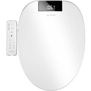 Heated Bidet Toilet Seat with Dual-Position Control Mode, Side Panel & Remote Control, Self-Cleaning Nozzle, Adjustable Warm Water and Dryer, Display Screen, Night Light, Elongated