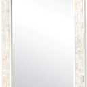 Tanmicoshomy 24 x 36 Inch Rectangle Wall Mirror, Natural Shell Framed Rectangular Mirror for Bathroom, Vanity, Bedroom, Living Room, Entryway, Wall Mounted Horizontal or Vertical, White