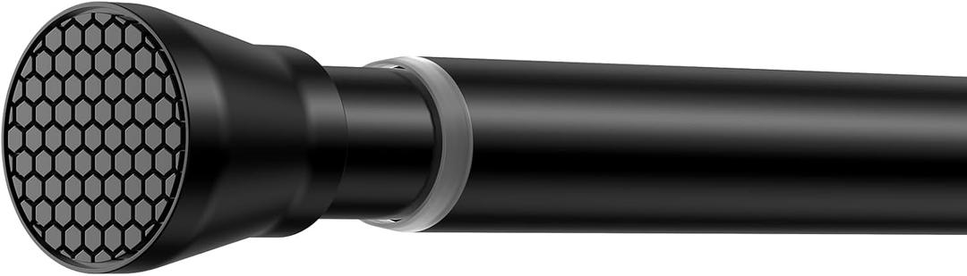 Adjustable Tension Curtain Rod 30 to 64 inches, Spring Curtain Rod for Windows Tension Rod No Drill, Spring Tension Curtain Rod for Window, Bathroom, Doorway, Black