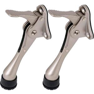 2 Stoppers 4 in Satin Nickel Kickdown Door Stop for Bottom of Door