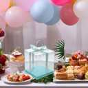 XININSUN clear cake box with ribbon,8inch 10inch cake boxes,transparent tall cake box cake carrier,Cake Containers clear gift box for Wedding,Birthday,Party(6pcs-green)