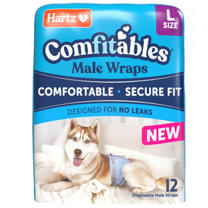 Hartz Comfitables Disposable Male Dog Wraps with Stretchy Waistband, Large 12 Count