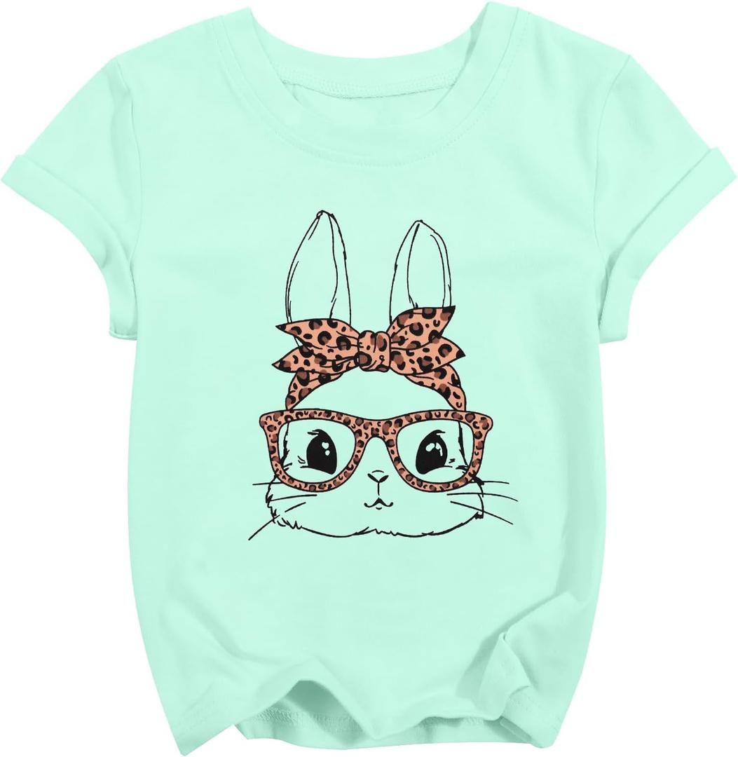 Easter Shirt for Toddler Boys Girls Cute Bunny Face Sunglasses Graphic Tshirt Rabbit Easter Day Gift Short Sleeve Unisex Tops (1-2T, Green)