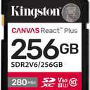 Kingston 256GB Canvas React Plus SD Card | Up to 280MB/s | High Performance Photography | Class 10 UHS-II U3 V60 | SDR2V6/256GB (Black)