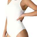 MANGDIUP Womens Basic Sleeveless Crewneck Bodysuits Slim Fit Stretch Cotton Tank Tops Halter Jumpsuits, Size 2XL