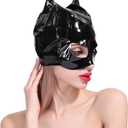 Mask Ladies Sexy Cat Mask Latex Ladies Cat Sexy Half Face Masquerade Halloween Eyemask for Cosplay Party Costume (Black)
