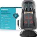 HoMedics Back Massager with Heat, Shiatsu Elite II Heated Neck and Back Massage Cushion. 3 Different Massage Styles and 3 Massage Zones. Comes with Controller and Chair Straps (1 Count (Pack of 1), Grey)