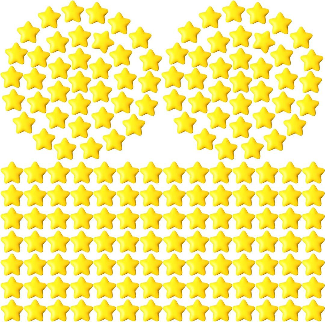 Lenwen 80 Pieces Yellow Star Stress Ball Bulk, 2 Inch Foam Mini Star Stress Relief Toy for Teens and Adults Students Bag Fillers, School Carnival Prizes, Employee Appreciation Gifts