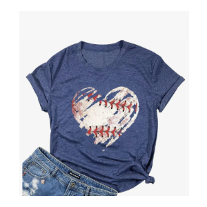 Baseball Shirts Women Baseball Mom Tshirt Baseball Heart Graphic Tee Game Day Gifts Funny Short Sleeve Tops, XXL