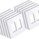 [10 Pack] BESTTEN 2 Gang Mid-Size Screwless Outlet Cover, Midway Decorative Wall Plate, USWP6 Gloss Snow White, Midsize H4.88" x W4.93"