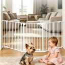 33-80" Extra Wide Baby Gate for Large Openings & Awkward Spaces, 30" Tall | Extra Long Baby Gate with Door Walk Through, Auto Close, Dog Gates Indoor for Stairs and Doorways, 3 Panels, Hardware Mounted