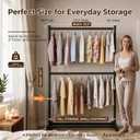 Heavy Duty Metal Clothes Rack with Shelf, Anti-Tip Design, Black