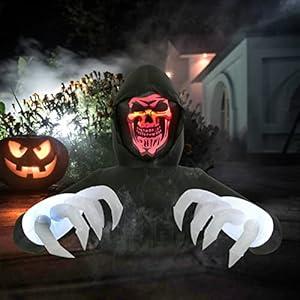 8FT Width Inflatables Grim Reaper Outdoor Halloween Decoration Blow Up for Yard Decorations, Garden, Lawn Black