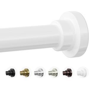 Shower Curtain Rod, 1" Diameter Heavy Duty Tension Shower Rod, Non Slip Adjustable 28-102 inch No Drilling Shower Curtain Rods Spring Tension For Bathroom, Shower Stall, No Rust, White (28-102 Inches)