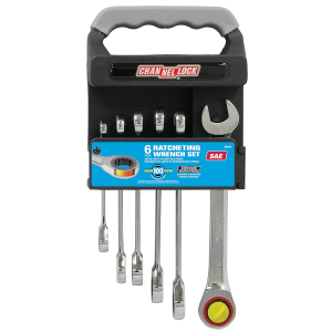 Channellock 38040 Ratcheting Wrench Set SAE On Rack, 5-Piece, Silver