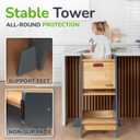 OCODILE Toddler Tower with a Sliding Door and 3 Adjustable Heights - Safe Toddler Kitchen Stool Helper with Support Feet - Updated Design for 18+ Months to 6-Year-Old Kids - Gray