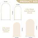 SuuWoee Arch Backdrop Stand Set of 2 With Beige Cover (7.2FT+6FT),Gold Metal Wedding Arch Balloon Stand With Cover for Birthday Party Baby Shower Graduation Ceremony Decoration