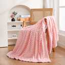 Puncuntex Pink Throw Blanket 50"60" inches Gifts for Mom Fuzzy 3D Jacquard Decorative Flannel Fleece Super Soft Plush Cozy Blanket for Couch Sofa Chair Lightweight