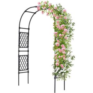 Garden Arch Arbor Trellis for Climbing Plants Outdoor, Grape Vine Tomato Rose Pergola Plant Support, Wedding Archway Stand Frame, Black