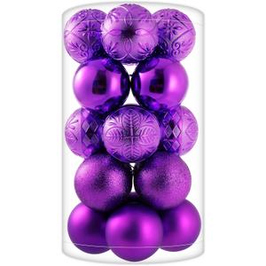20ct Purple Christmas Ball Ornaments Shatterproof Plastic Christmas Tree Decorations for Xmas Party Home Office Holiday Decor -Large Size (3.15", 80mm)