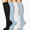 Copper Compression Socks for Women and Men(4 Pairs)-Best Support for Running, Athletic, Nursing, Travel (Large-X-Large, 4 Pairs Black/Gray/White/Blue)