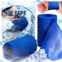 Geiserailie 2 Pcs Instant Cooling Ice Tape Self Sticking Compression Wrap Reusable Sport Ice Tapes No Refrigeration Needed Athletic Muscle Bandage for Pain Relief and Swelling(Blue,3 Inches)