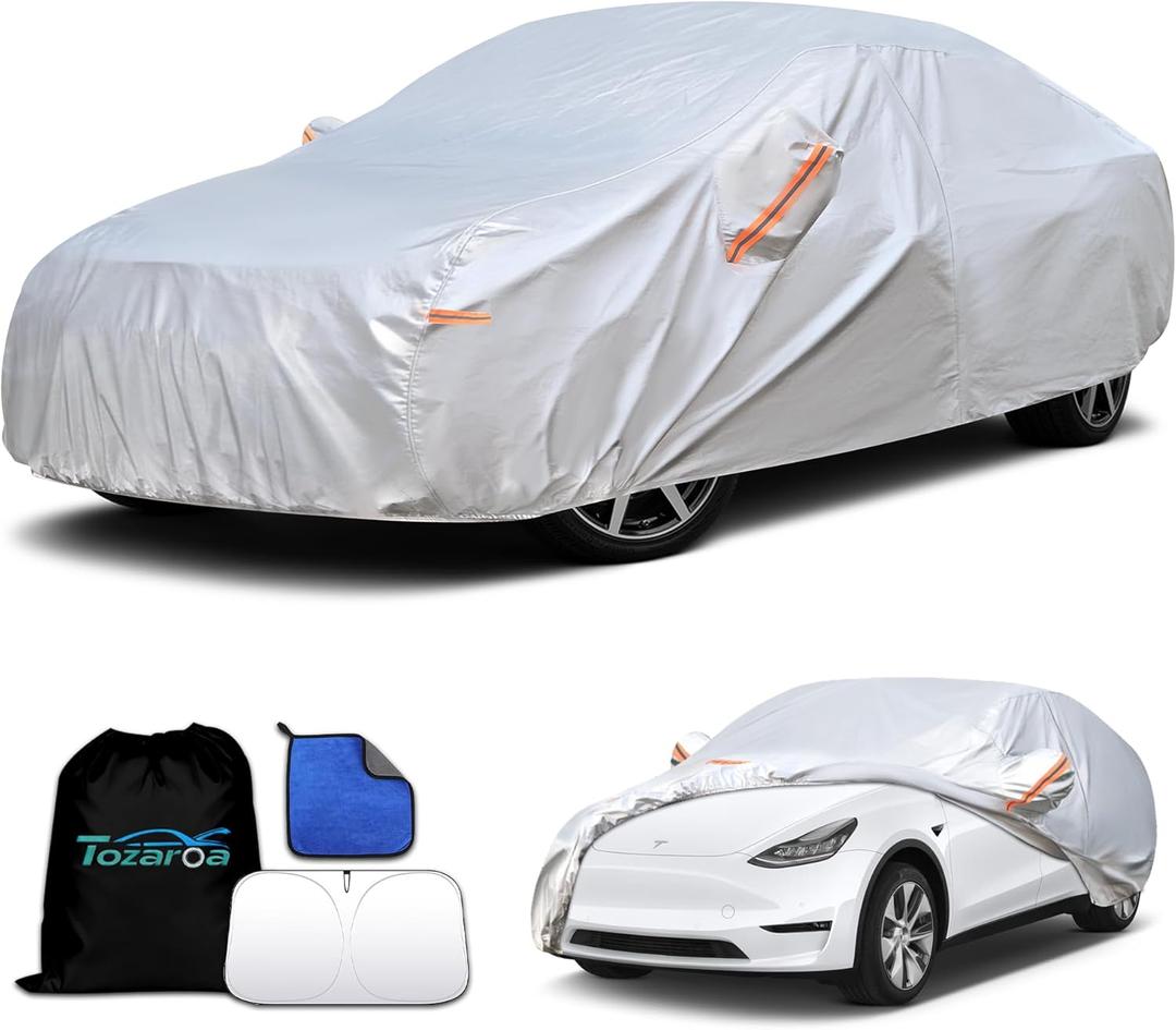 Car Cover Waterproof All-Weather,Heavy-Duty Outdoor Full Exterior Automobiles Snow Cover for SUV 181-190 inch,with Sun Visor,Anti-Scratch Cotton Lining & Zippered,Towel&Storage Bag