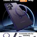 TORRAS 360Spin Magnetic Stand for Samsung Galaxy S24 Ultra Case, Compatible with Magsafe, Shockproof Military Grade Protective Slim Galaxy S24 Ultra Phone Case with Kickstand & Ring Holder, Purple