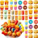 Leyndo 50 Pcs Mini Food Toys Bulk Kids Cute Slow Rising Food Party Favors Kawaii Hamburger Donut Soft Squeeze Sensory Fidget Stress Relief Gifts for Girls Boys Class Prize Goodie Bag Fillers, Small