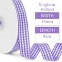 Beige Gingham Ribbon 5/8 Inch x 50 Yard Vintage Checkered Tartan Plaid Ribbon Polyester Cloth Fabric Woven Edge, Party Supplies for Presents Wrapping Bows DIY Craft Wedding Decoration