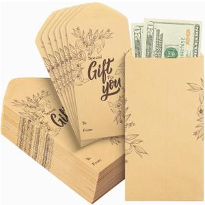 Mr. Pen- Money Envelopes for Cash, 6.5" x 3.5", 100 Pack, Kraft Paper, Self-Adhesive Bulk Cash Envelopes with Elegance Gift Design for Budgeting, Money Saving, Check, Budget, Small Item Organizing