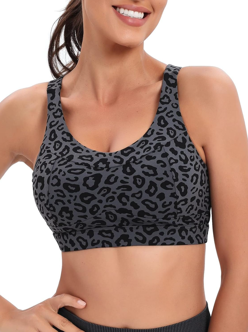RUNNING GIRL High Impact Sports Bras for Women,Racerback Running Bra Workout Crop Tank Tops Longline Sports Bra Push up L