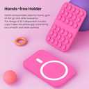 Patented Magnetic Sticky Phone Suction Grip Mount for MagSafe Case,Magnet Silicone Portable Stand Holder for iPhone 16/15/14/13/12 Series and Android, Hands-Free Selfies and Videos (Hot Pink)
