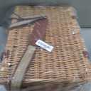 Willow Picnic Basket with Blanket for 4, Insulated Wicker Picnic Basket Set with Cooler Compartment, Plates, Wine Glasses, Cutlery & Napkins, Family Picnic Hamper for Camping, Park, Outdoor