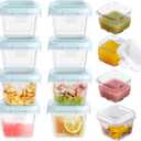 Small Glass Food Storage Containers Set of 12, 6oz Mini Glass Containers Airtight, Leakproof for Snacks, Dips, Overnight Oats, Condiment Salad Dressing Sauce, Microwave, Dishwasher Safe