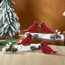 Pinkunn 6 Pcs Christmas Cardinal Tabletop Decorations Set Winter Tiered Tray Decor Cardinal Bird Red Wooden Signs Tabletop Rustic Farmhouse Decor for Home Table Shelf