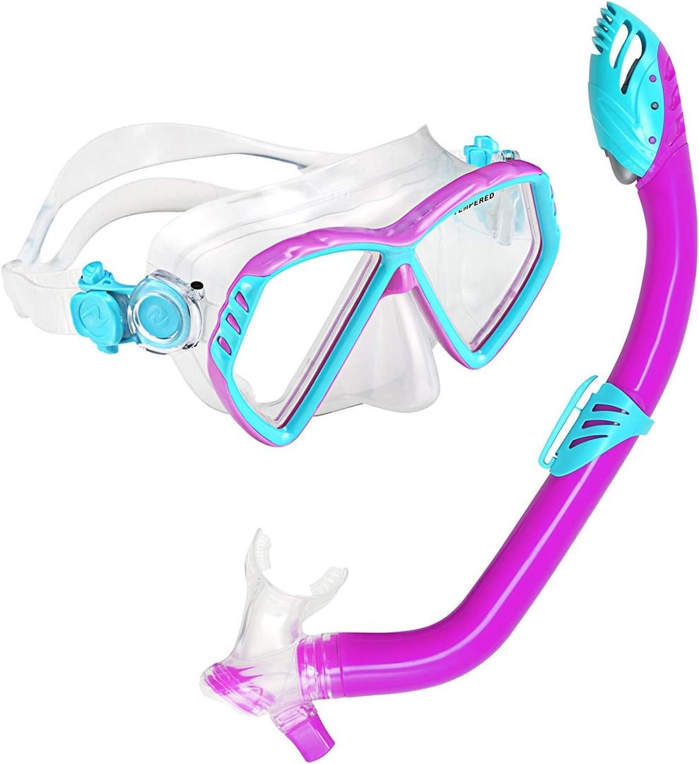 U.S. Divers Regal Jr Kids Snorkeling Combo - Adjustable 2-Window Mask, Leak-Free Customized Fit, Dry Top Snorkel Technology - Play Series, Unisex Children