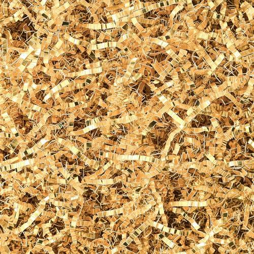 Uptotop 1/2 LB Crinkle Cut Paper Shred Filler for Gift Wrapping, Gift Basket Filling, Perfect for Birthday, Christmas, Thanksgiving, Halloween, Easter, Valentine's Day, Mother's Day, Father's Day, Wedding & Holiday Decor, Glitter Gold