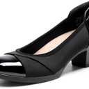 DREAM PAIRS Women's Pumps Low Chunky Block Closed Toe Shoes Work Comfortable Heels Round Toe Dress.6,5