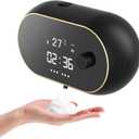 Automatic Soap Dispenser Foam Bathroom: Wall Mount Rechargeable Touchless Adjustable Auto Smart Electric Plastic Black Foaming Soap Dispenser with Clock - Kitchen - Hand Dish Lotion Couple Kids