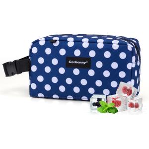 Cerbonny Small Cooler Bag Freezable Lunch Bag for Work School Travel,Small Lunch Bag,Small Insulated Bag For Adults/Kids,Freezer Lunch Bags,Mini Lunch Bag Fit For YogurtBlue with white dots
